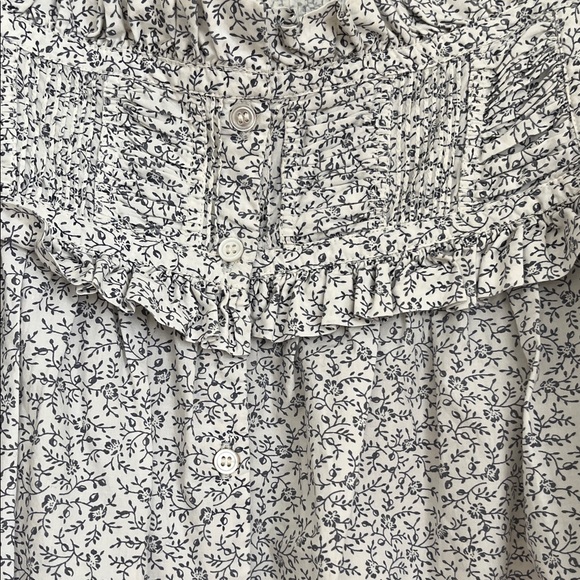 Doen Blue Floral Puff Sleeve Blouse - Picture 3 of 4